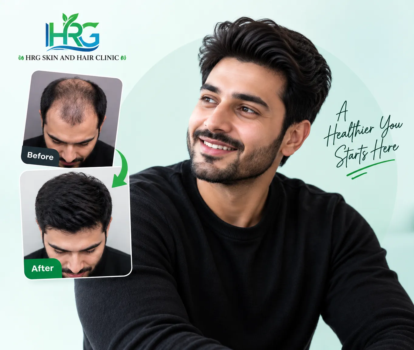 Young man after hair transplant