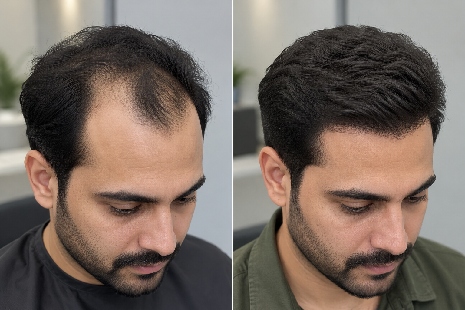 DHI hair transplant result, 2,400 grafts