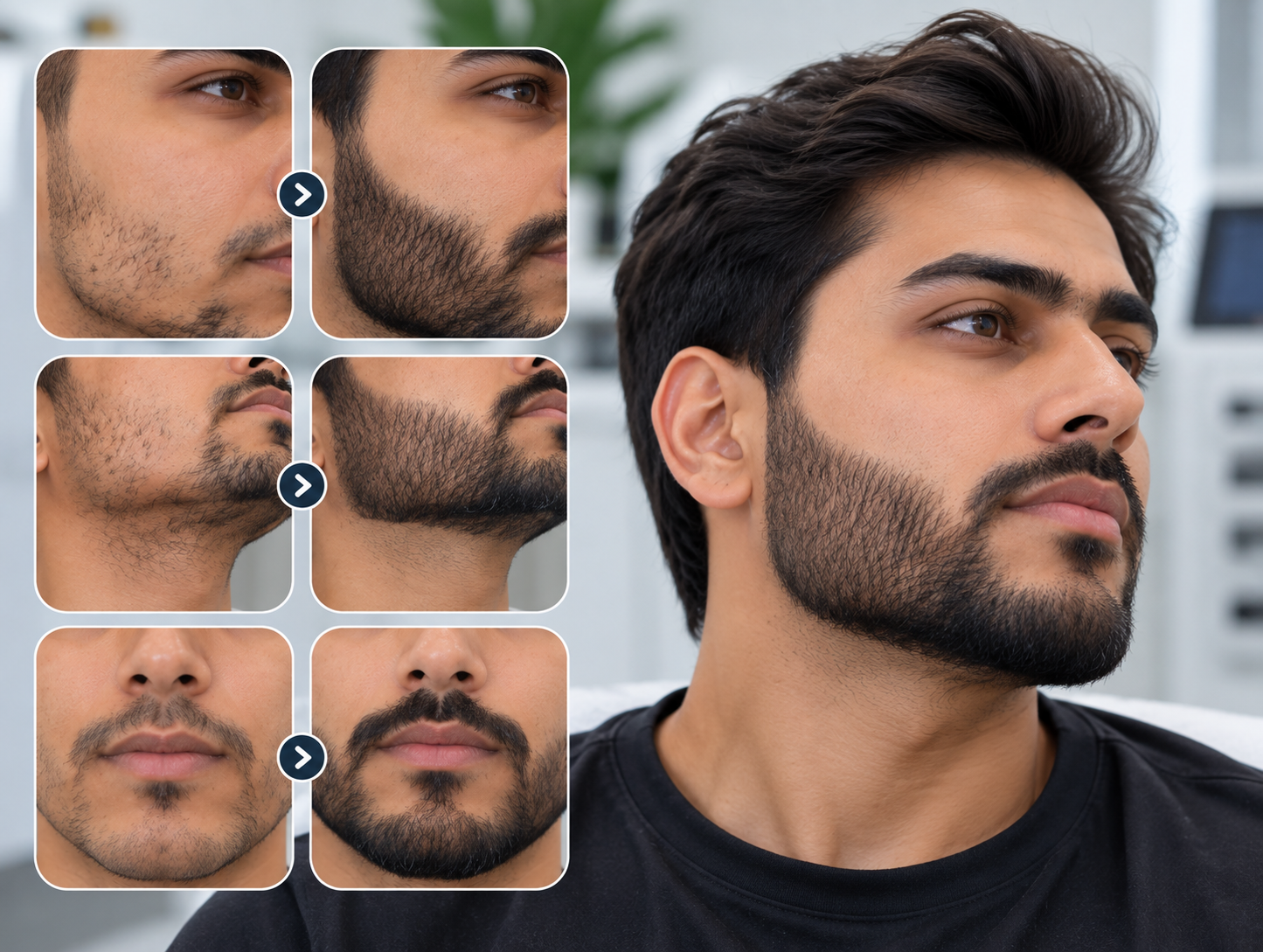 Beard transplant result, 1,600 grafts